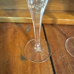 AJKA 6 5/8” Green Cut To Clear Champagne Flutes Vintage Set Of 3 Plus 1 Damaged