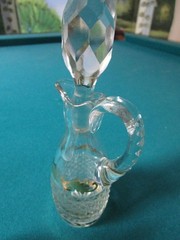 Pair Of Mid Century Cruets Glass And Gold 8″ Tall [*Gl-13]