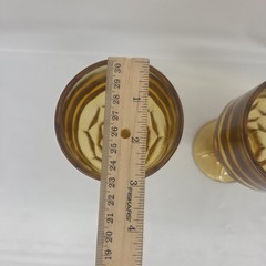 2 Vintage Indiana Honeycomb Gold Amber Tall Footed Water Glass-5.5″ Tall