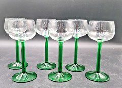 1996-2008 Cristal D’Arques-Durand EMERALD 6.5″ Rhine Wine Stem Glass – Set Of 6