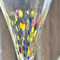 2 Leonardo Murano Millefiori Champagne 11″ TALL Hand Blown Flute Glasses