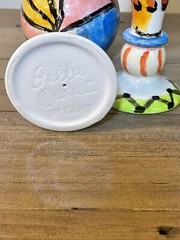 casa bella by ganz wine water goblet glasses abstract Faces hand painted Pair