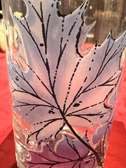 Vtg Libbey Blue Purple Maple Leaf Highball Glasses Gold Rim Set of 6 1960s MCM