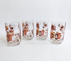 Vintage Holiday Hotel Casino Reno NV Highball Glasses Set 4 MCM Barware Pristine