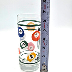 VINTAGE Billiard Pool Ball Tall Glasses 16 oz Glassware Bar Retro Set of 4