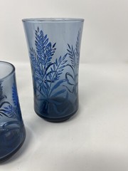 Vintage MCM Libbey Bolero Blue Wheat Juice Tumbler Glasses
