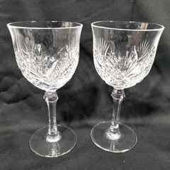 Set of 4, Josair Marquise Cut Crystal Wine / Water Goblet Stems 5 3/4″ Stemware