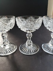 4 champagne glasses sherbet, Brilliant Period Cut Crystal Val St Lambert 3157/17