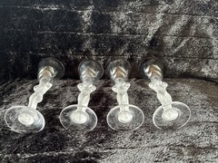 Vintage Bayel crystal frosted nudes 4 stemmed cordial glasses France 1930-1940