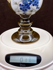 Vintage OTAGIRI Footed Pedestal GOBLET brown drip glaze w/grapes Made in Japan