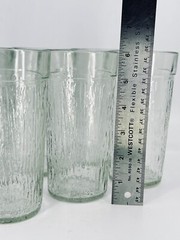 1960’s Kerr clear drinking glasses tree bark pattern / Set of 6 MCM Tumblers