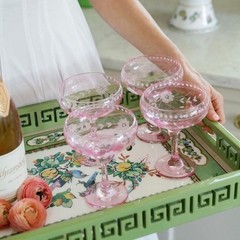 Vintage Etched Coupe Champagne Glasses