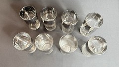 1960’s Barware MCM Silver Fade ~6” High Ball Glasses Set 8 Cocktail Tumblers