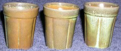 Pottery Frankoma Juice Glasses Set of 3 Prairie Green 90C MCM 1950s Vtg Mint Con