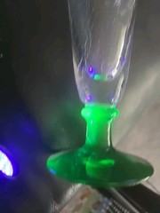 1 Glow GREEN Base Uranium Handblown 8.5″ X 3″ Pilsner Crackle Glass. NO chips