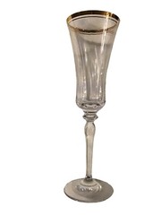 Mikasa Jamestown Gold Trim Wine Glass Flute Lead Crystal Austria. 3 Available.
