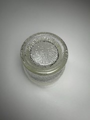 Vintage Krosno Poland Bark Textured Ice Glass Footed Tumblers Set of 4 MCM