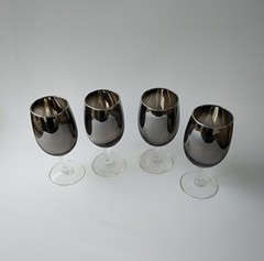 4x Silver Metallic Luster Ombre Fade 8 oz Wine Glass ~ 5⅝” Tall
