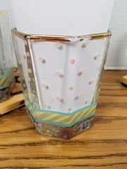 Vintage Mackenzie-Childs Garland Polka Dot Glass Tumblers 3.5″ set of 4 USA