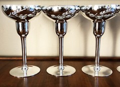 6 ANTIQUE MERCURY MIRROR GLASS ENGRAVED CHAMPAGNE WINE GOBLET GLASS WHEAT DECOR