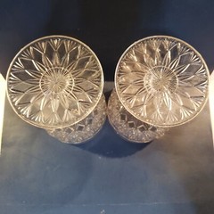 EAPG King, Sons & Co. No. 25 FINE CUT & BLOCK Clear 6” H Goblet c 1886 Set Of 2