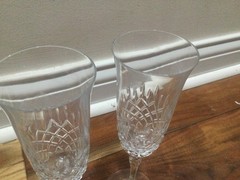 2 Towle King Richard Champagne Flute Glasses 8.75″ Crystal Vintage Toast CHIPS