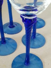 Set of 6 Colbalt Blue Twisted Swirl Stem Cordial / Sherry Glasses FREE SHIP