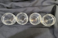 4 Vintage Pyrex White Gooseberry 4 1/2″ Tall Juice Tumbler Drinking Glasses