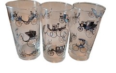 Set Of 3 Libbey ‘Old Coach’ Tumbler With 22k Gold Accents 8 Ball Glass