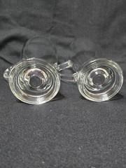 Pair of FIDENZA Glass Beer Mugs With Handles ~ Made In ITALY. 0.4L. 7-1/8″ Tall.