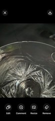 Set of 6 Cut Glass Stemmed Water Goblets 7” Fan Diamond Pattern 8 oz