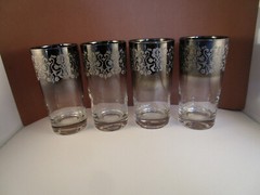 Vintage Royal Lustre Silver Madeira Set of 4 Drinking Tumblers Glasses G