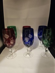 6 AJKA MARSALA Multicolored CUT TO CLEAR 8″ CRYSTAL ICED BEVERAGE