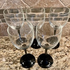 Luminarc Black Stem White Wine Glasses 7″ 3/4 x 2″ 3/4