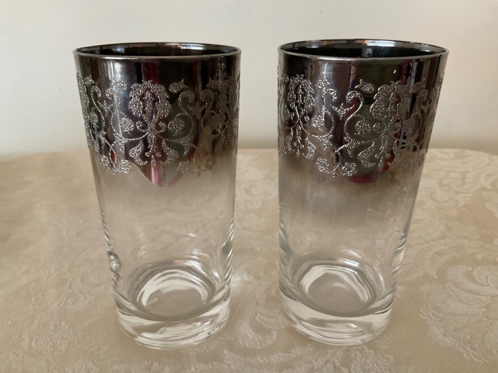 Vintage Set of 2 Dorothy Thorpe Style Silver Ombre Queens Lace Glasses MCM