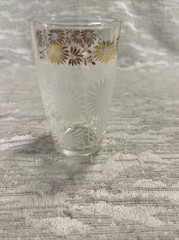 Vintage Hazel Atlas White Daisy With Gold Daisy Trim Drinking Glass 4oz