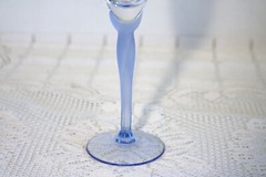 LENOX LIGHT BLUE FROSTED STEM CLEAR BOWL FLUTED 9 1/4″h WINE CHAMPAGNE GLASS