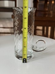 4 Optique Glass Irish Coffee Mugs By Essentials, Curled Handle EUC 5.75” Tall