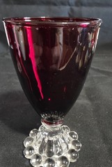 Anchor Hocking Berwick Boopie Ruby Red Glass Bubble Foot Design
