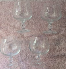 4 Claudia? Diana? Crystal Brandy Snifters Ball Stem Vintage Glasses 4.75″ tall