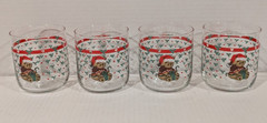 Libbey Tienshan Theodore Bear’s Christmas Set of 4 Juice Rock Glasses 3.5″ Holly