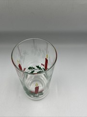 Vintage Christmas MCM Holly Candle Drinking Glasses/Tumblers 12oz Set of 4