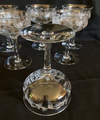 EXC Set of 6 Antique Central Glass Works THISTLE 4 5/8 “ Tall Champagne Cocktail