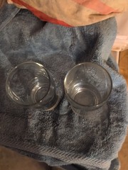 Vintage Set Of 2 Clear Glasses Heigh 5inch Diameter 2.5 Inch Unbranded