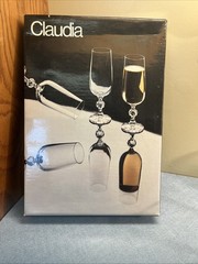 6 Bohemia Fine Lead Crystal «Claudia» Wine Flutes 180 ml. -Czech-Vintage – NIB