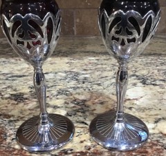 SIX(6) Farber Bros CAMBRIDGE Krome Kraft AMETHYST Wine STEMS 6 1/2”T VINTAGE