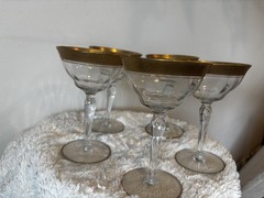 Tiffin-Franciscan Rambler Rose Crystal Glass Set Of 5 Champagne Tall Sherbet
