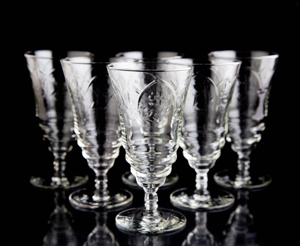 Rock Sharpe Normandy Iced Tea Goblet Glasses Set of 6 Vintage Glass 1940’s
