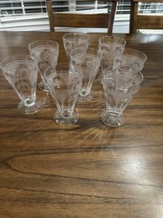 Set of 8 Antique Fostoria “Virginia” Etch Pattern Tumbler/IceTea Glasses 5.5”