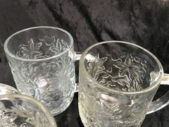 Princess House FANTASIA Poinsettias Coffee/Cocoa/Hot Cider Mugs #516 – Set of 4